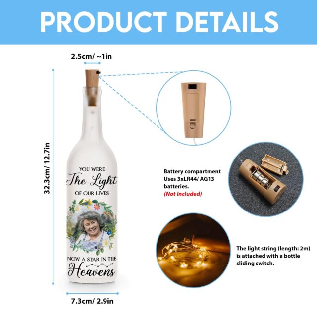 Custom Memorial Grandma Bottle Lamp Remembrance Gift