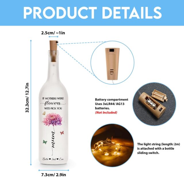 Personalized Nana Birth Month Flowers Bottle Lamp Mothers Day Gift