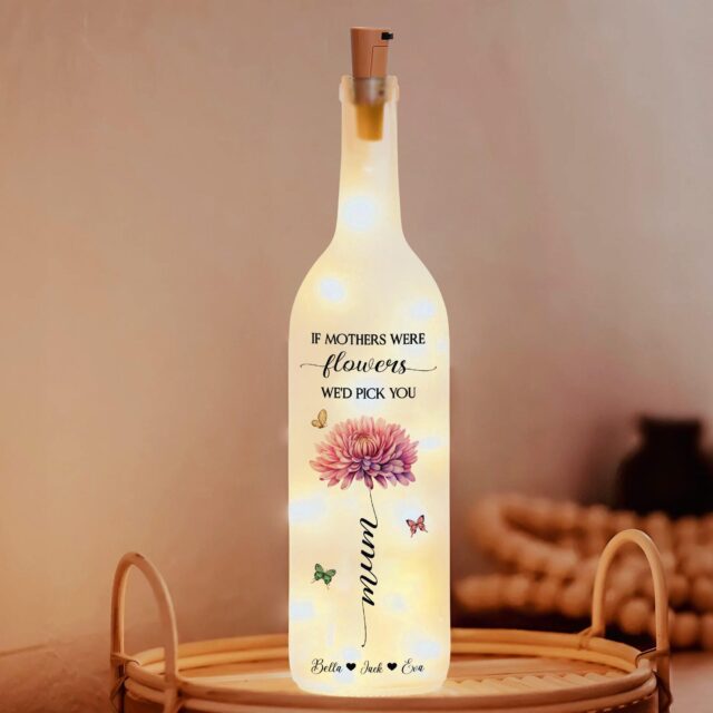 Personalized Nana Birth Month Flowers Bottle Lamp Mothers Day Gift
