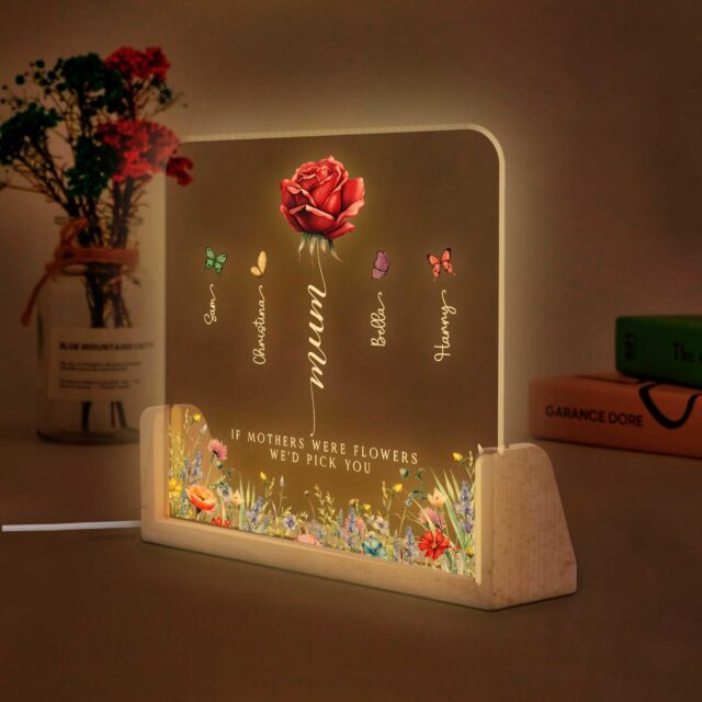 Personalized Nana Birth Month Flowers Night Light Mothers Day Gift