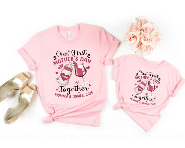 Personalized First Mothers Day 2025 Shirt Mommy and Me Matching Tee