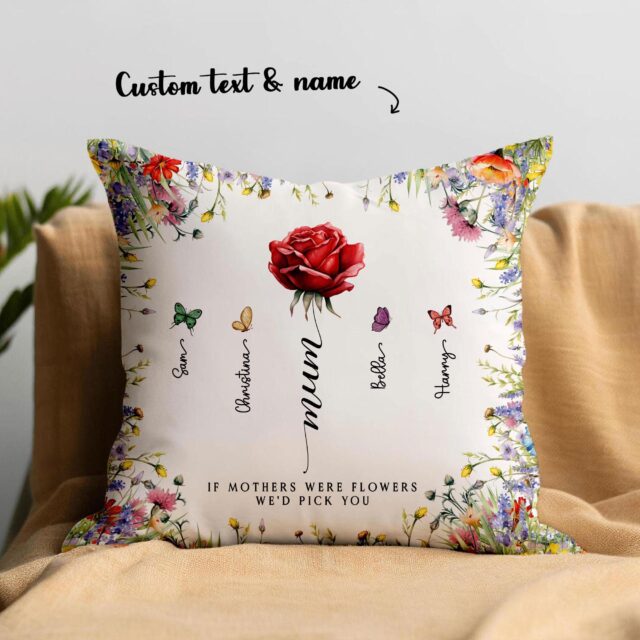 Birth Month Flowers Pillow Custom Mothers Day Gift for Mom & Grandma