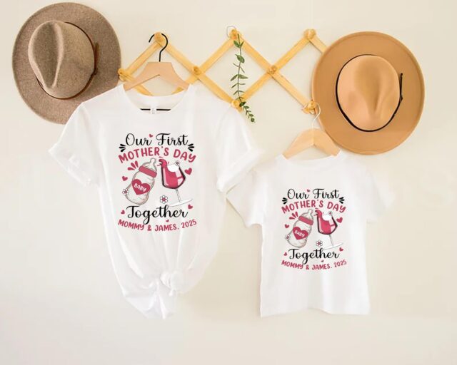 Personalized First Mothers Day 2025 Shirt Mommy and Me Matching Tee