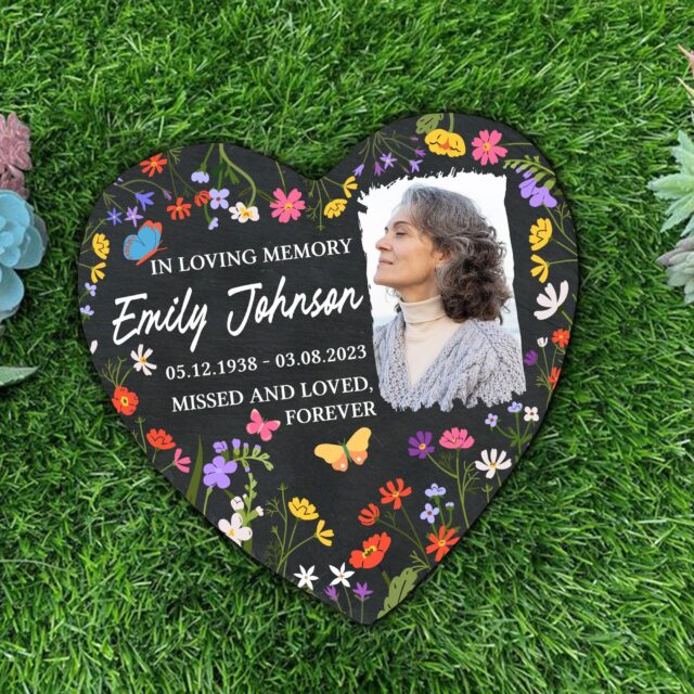 Custom Grandma Memorial Stone with Photo Sympathy Keepsake Gift
