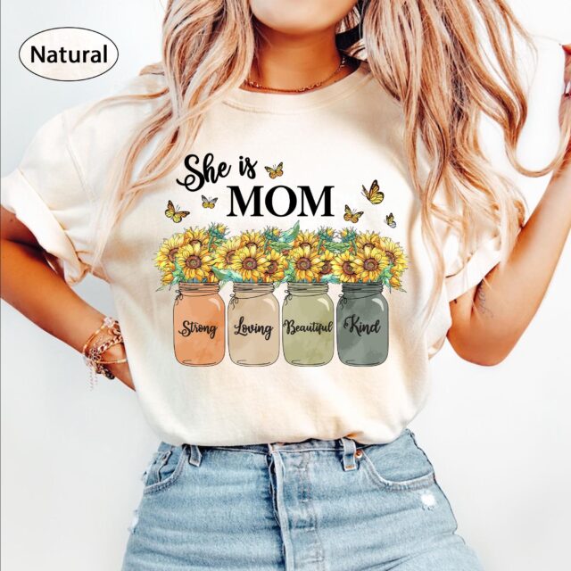 Mom Shirt She is Mom Grandma Blessed Floral Mothers Day Tee