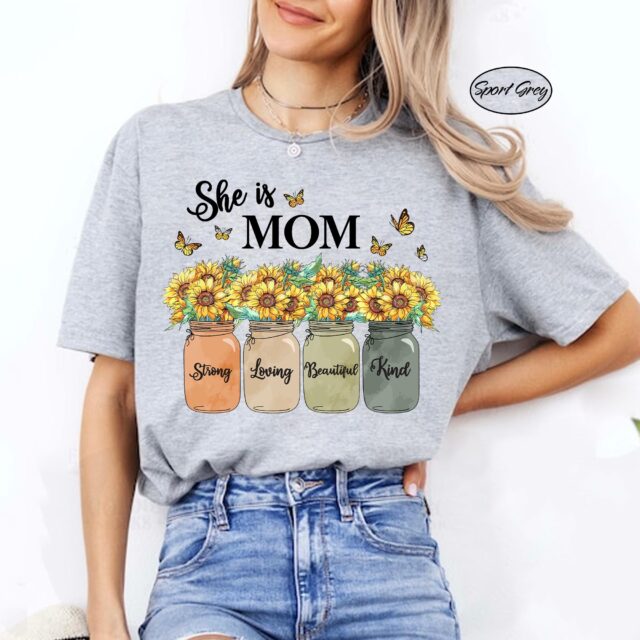 Mom Shirt She is Mom Grandma Blessed Floral Mothers Day Tee