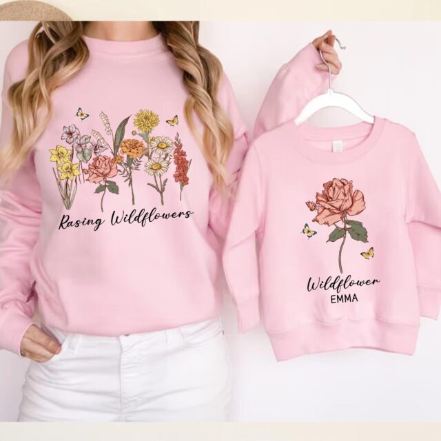 Personalized Raising a Wildflower Shirt Mama Mini Matching Tee
