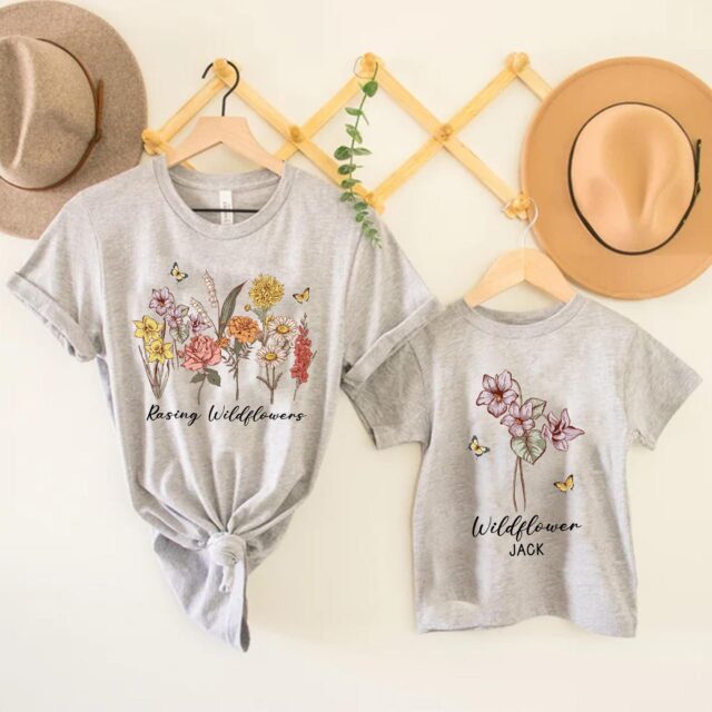 Personalized Raising a Wildflower Shirt Mama Mini Matching Tee