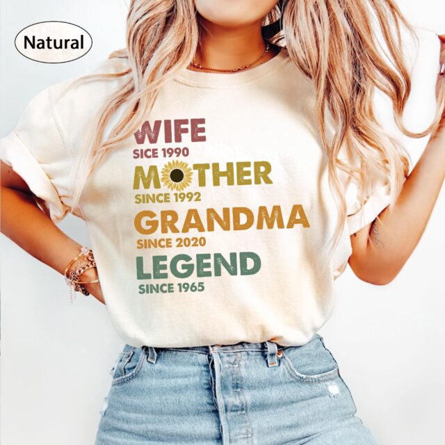 Mom Grandma Shirt Wife Mother Grandma Legend Custom Dates Tee