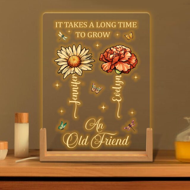 Custom Best Friend LED Light Birth Flower Night Lamp Gift