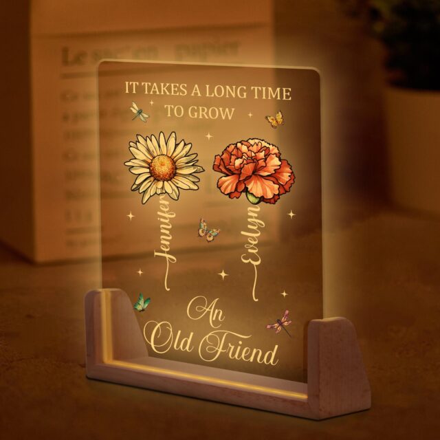 Custom Best Friend LED Light Birth Flower Night Lamp Gift