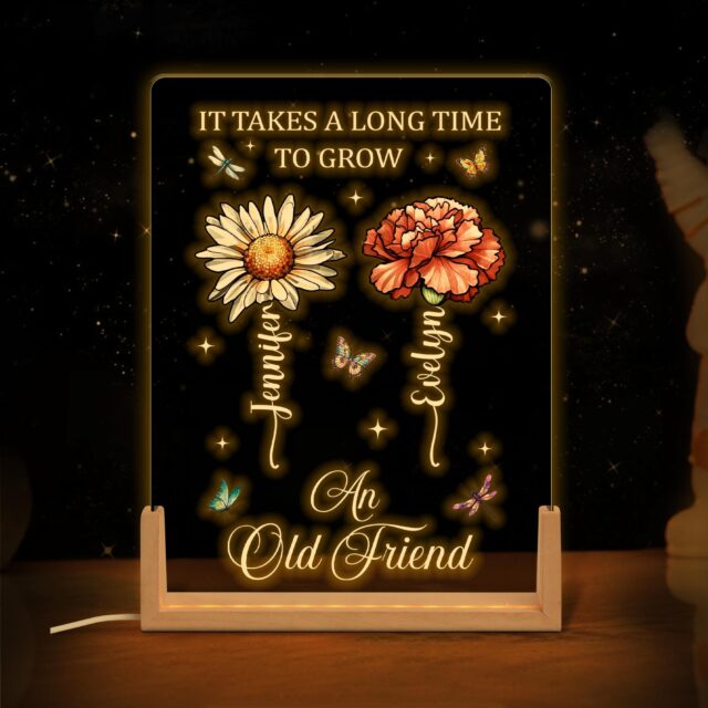 Custom Best Friend LED Light Birth Flower Night Lamp Gift