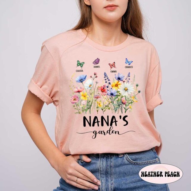 Personalized Grandma’s Garden Shirt – Custom Wildflower Tee with Grandkid Names