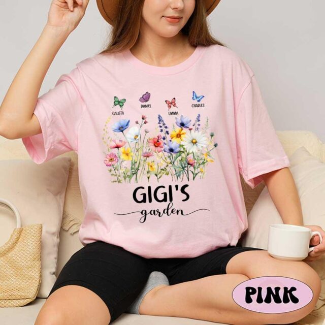 Personalized Grandma’s Garden Shirt – Custom Wildflower Tee with Grandkid Names