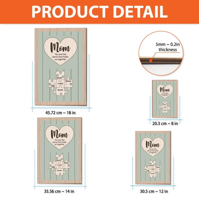 Custom Mom Puzzle Sign – Personalized Mother’s Day Gift with Names