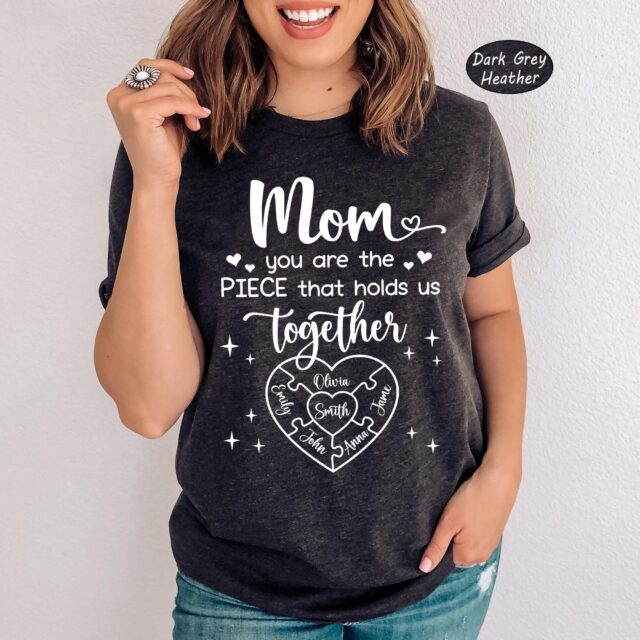 Personalized Mom Puzzle Shirt – Custom Kid Name Mother’s Day Gift