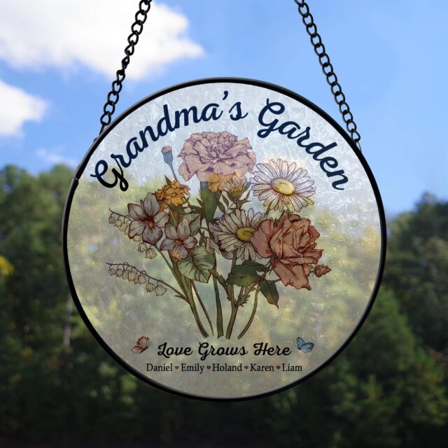 Personalized Grandma’s Garden Stained Glass – Custom Birth Month Flowers