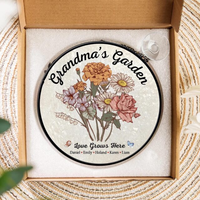 Personalized Grandma’s Garden Stained Glass – Custom Birth Month Flowers