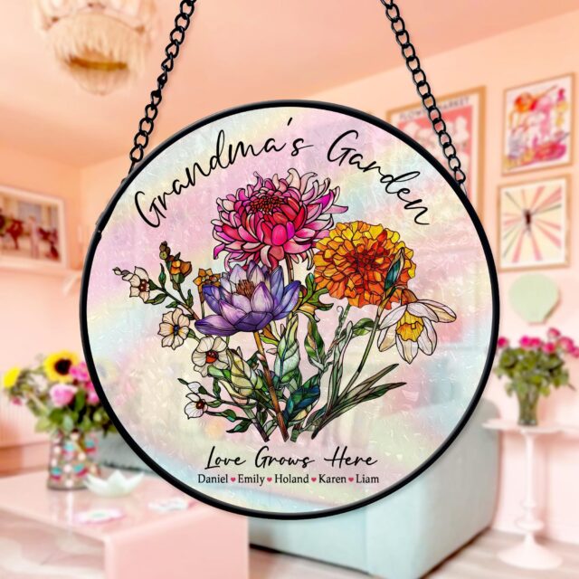 Custom Grandma’s Garden Suncatcher – Personalized Birth Month Flowers