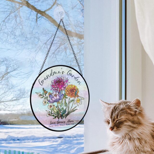 Custom Grandma’s Garden Suncatcher – Personalized Birth Month Flowers