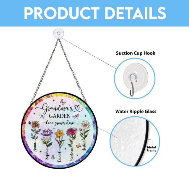 Custom Birth Month Flowers Suncatcher – Personalized Grandma’s Garden Gift