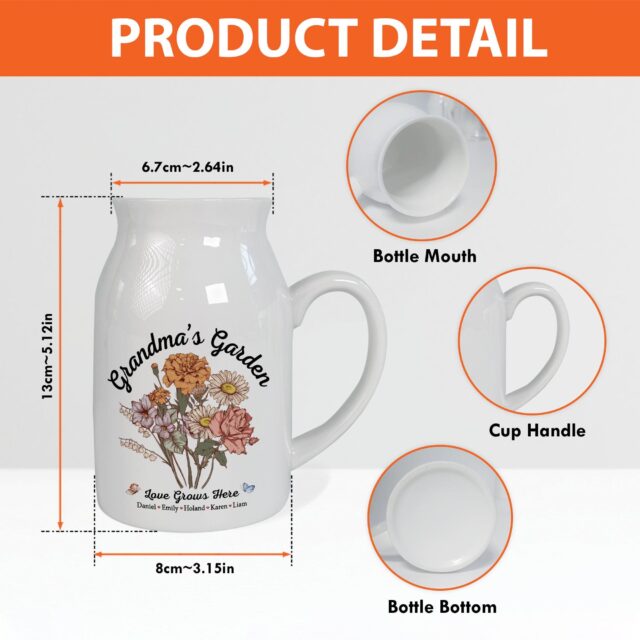 Personalized Grandma’s Garden Vase – Custom Birth Month Flowers