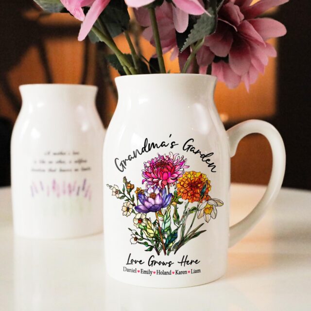 Custom Birth Month Flowers Vase – Personalized Grandma’s Garden Gift