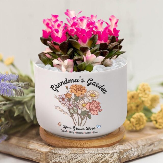 Grandma’s Garden Plant Pot – Custom Birth Month Flowers for Grandma