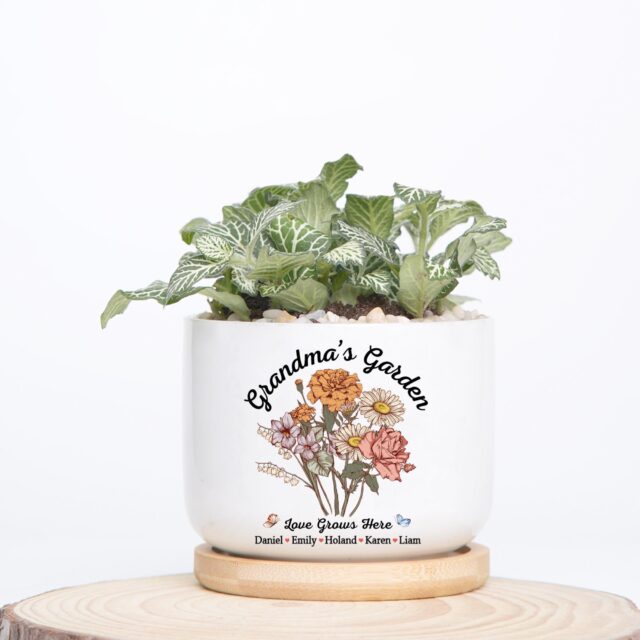 Grandma’s Garden Plant Pot – Custom Birth Month Flowers for Grandma