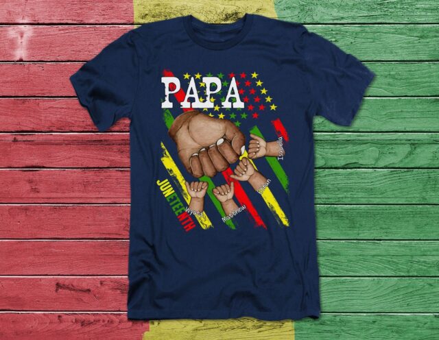 Personalized Papa T-Shirt – Fist Bump with Grandchild Names for Juneteenth