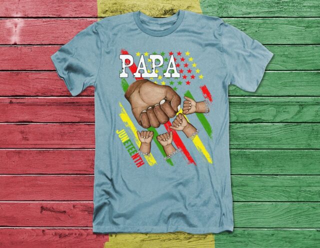 Personalized Papa T-Shirt – Fist Bump with Grandchild Names for Juneteenth