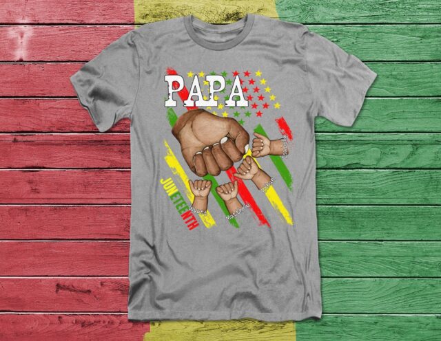 Personalized Papa T-Shirt – Fist Bump with Grandchild Names for Juneteenth