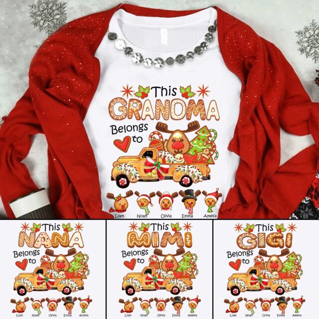 Personalized Christmas Reindeer Grandma Shirt – Kids’ Names Tee