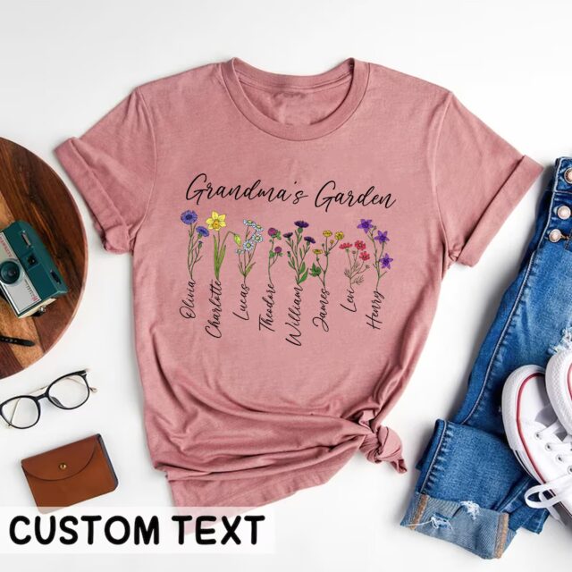 Grandma’s Garden Shirt – Custom Birth Month Flower Shirt for Mimi, Nana, Gigi