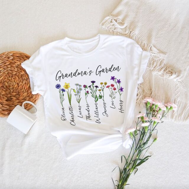 Grandma’s Garden Shirt – Custom Birth Month Flower Shirt for Mimi, Nana, Gigi