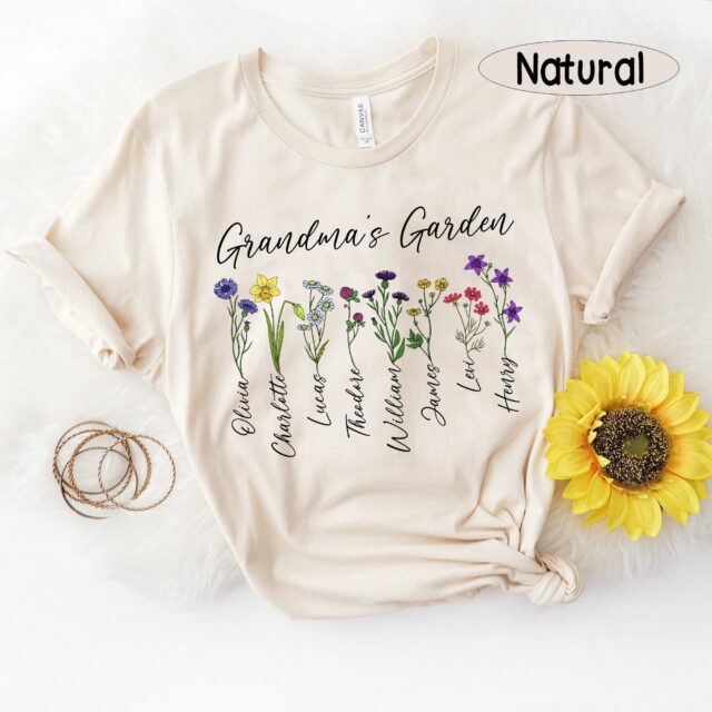 Grandma’s Garden Shirt – Custom Birth Month Flower Shirt for Mimi, Nana, Gigi