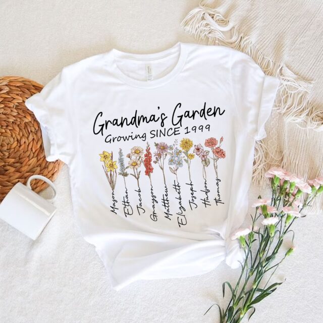 Personalized Grandma’s Garden Shirt – Custom Birth Month Flower Gift for Mimi, Nana, Gigi