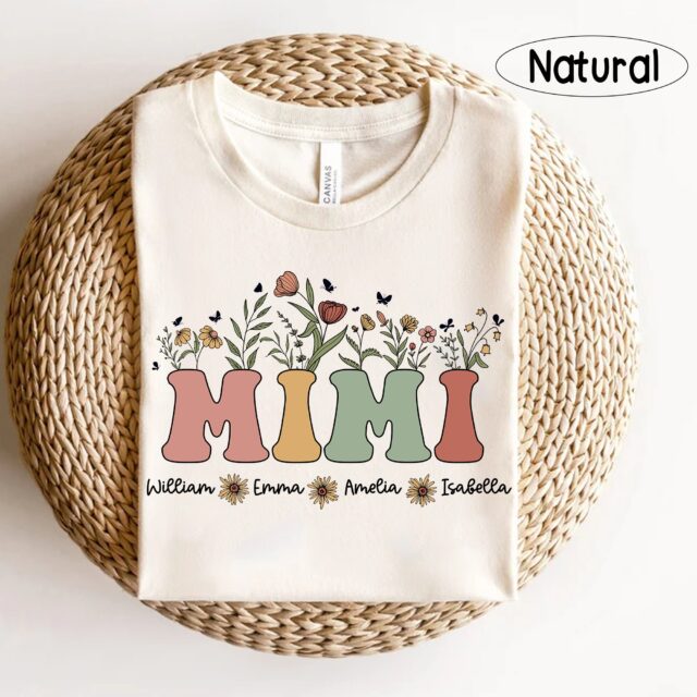 Personalized Wildflower Mimi Shirt with Grandkids Names – Grandma Shirt for Mother’s Day