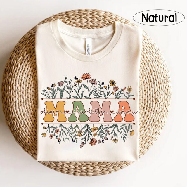 Custom Wildflowers Mama Shirt – Kids Names Gift