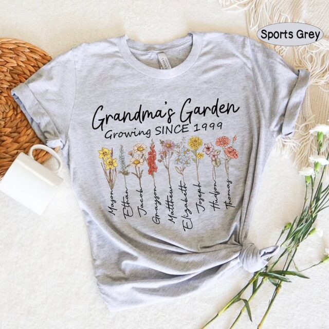 Personalized Grandma’s Garden Shirt – Custom Birth Month Flower Gift for Mimi, Nana, Gigi