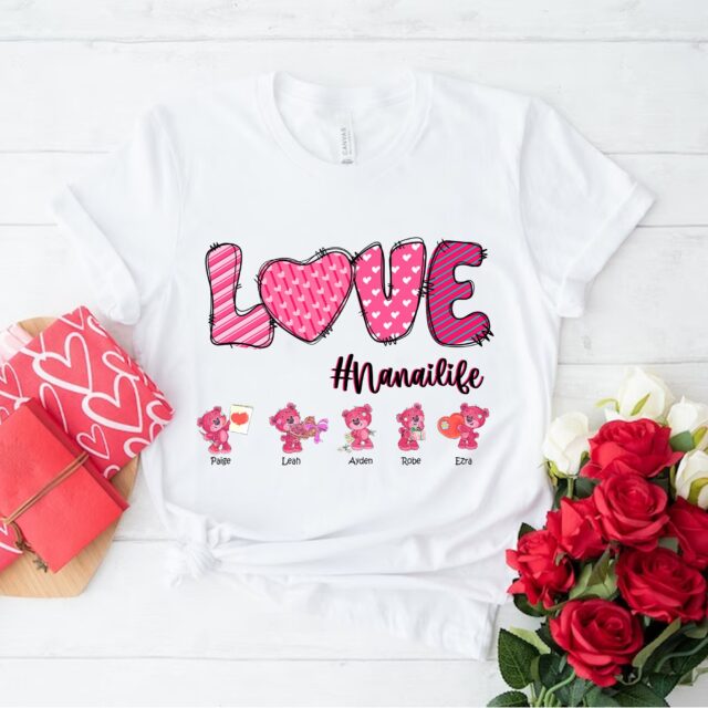 Personalized Love Grandma Life Shirt – Valentine Gift with Kids’ Names