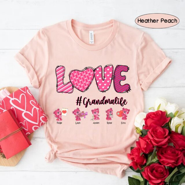 Personalized Love Grandma Life Shirt – Valentine Gift with Kids’ Names