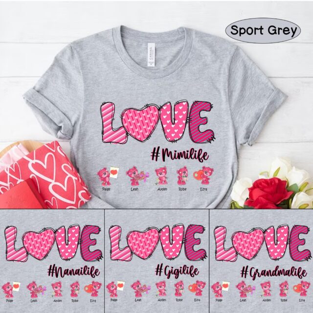 Personalized Love Grandma Life Shirt – Valentine Gift with Kids’ Names