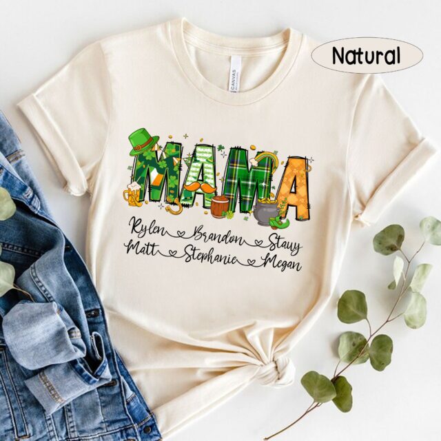 Personalized Mama Shirt – St. Patrick’s Day Mimi with Grandkids’ Names