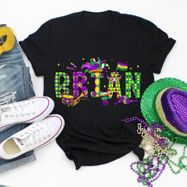 Personalized Mardi Gras Shirt – Custom Name Family Tee for Carnival