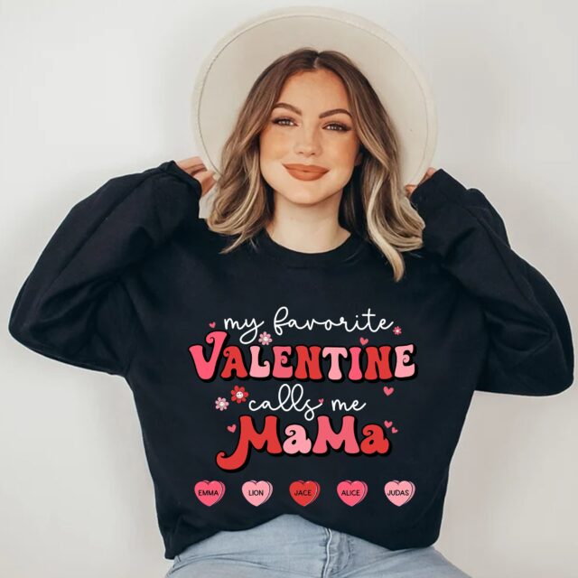 Personalized “My Favorite Valentine Calls Me Mama” Shirt – Custom with Grandchild’s Names