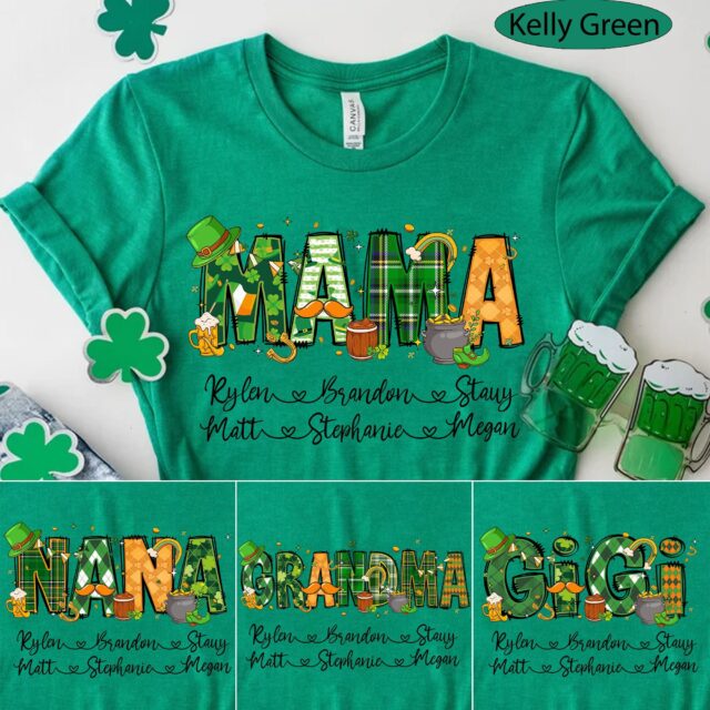 Personalized Mama Shirt – St. Patrick’s Day Mimi with Grandkids’ Names