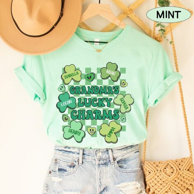 Grandma’s Lucky Charms Shirt – Custom St. Patrick’s Day with Grandkids’ Names