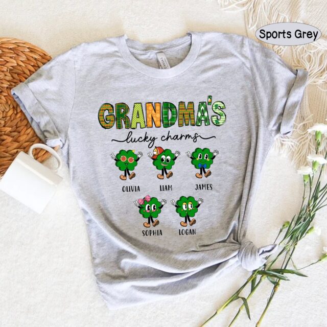 Grandma’s Lucky Charms Shirt – Custom St. Patrick’s Day with Grandkids’ Names