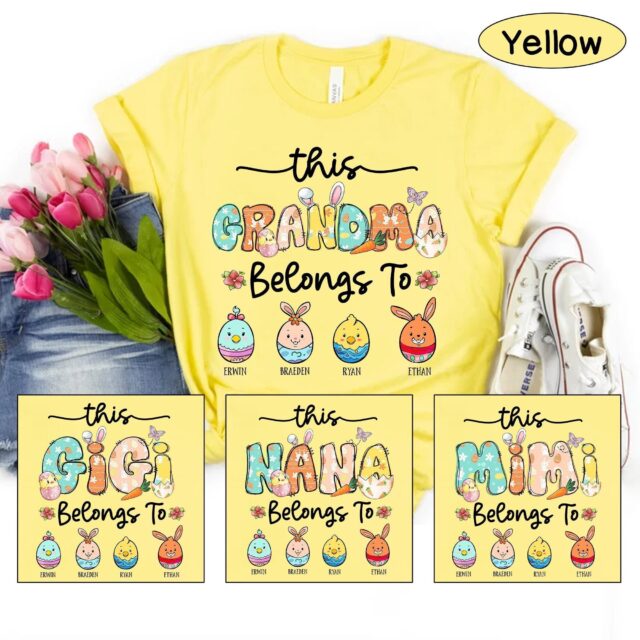 Personalized “This Grandma Belongs To” Easter Shirt – Custom Eggs Mimi, Nana Shirt